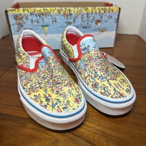 VANS OFF THE WALL WHERE'S WALDO? Classic Slip On Womens 7 Men’s 5.5 NWB - Picture 2 of 5